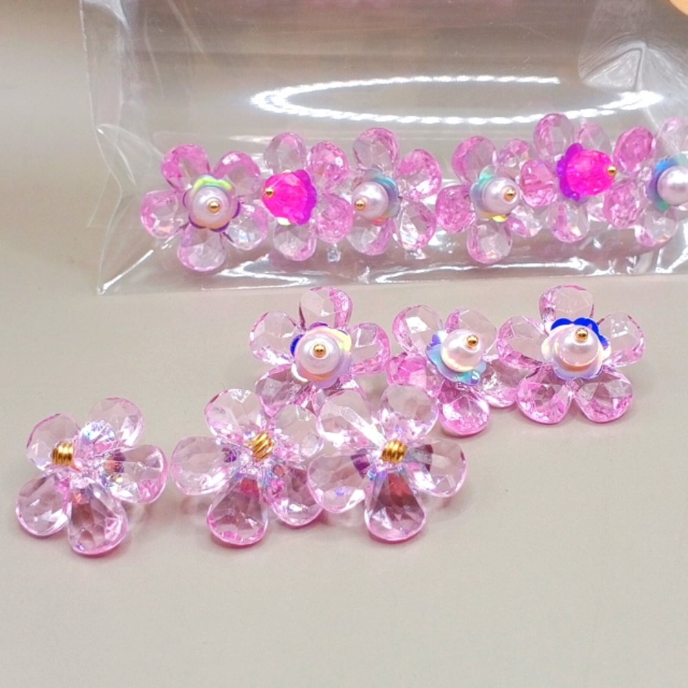 Pink Crystal Floral Accessories